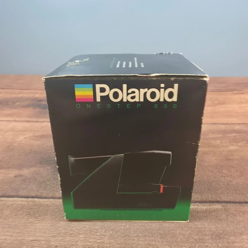 Polaroid OneStep 600 Instant Camera Black Good Vintage Rainbow Stripe with Box